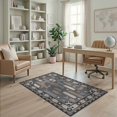 thumbnail image 2 of ODIKA 4'x6' Gray Beige Geometric Charcoal Design Washable Area Rug Modern Abstract Pattern with Bold Borders for Bedroom, Reading Nook, Pet Friendly & Non-Shedding, 2 of 7