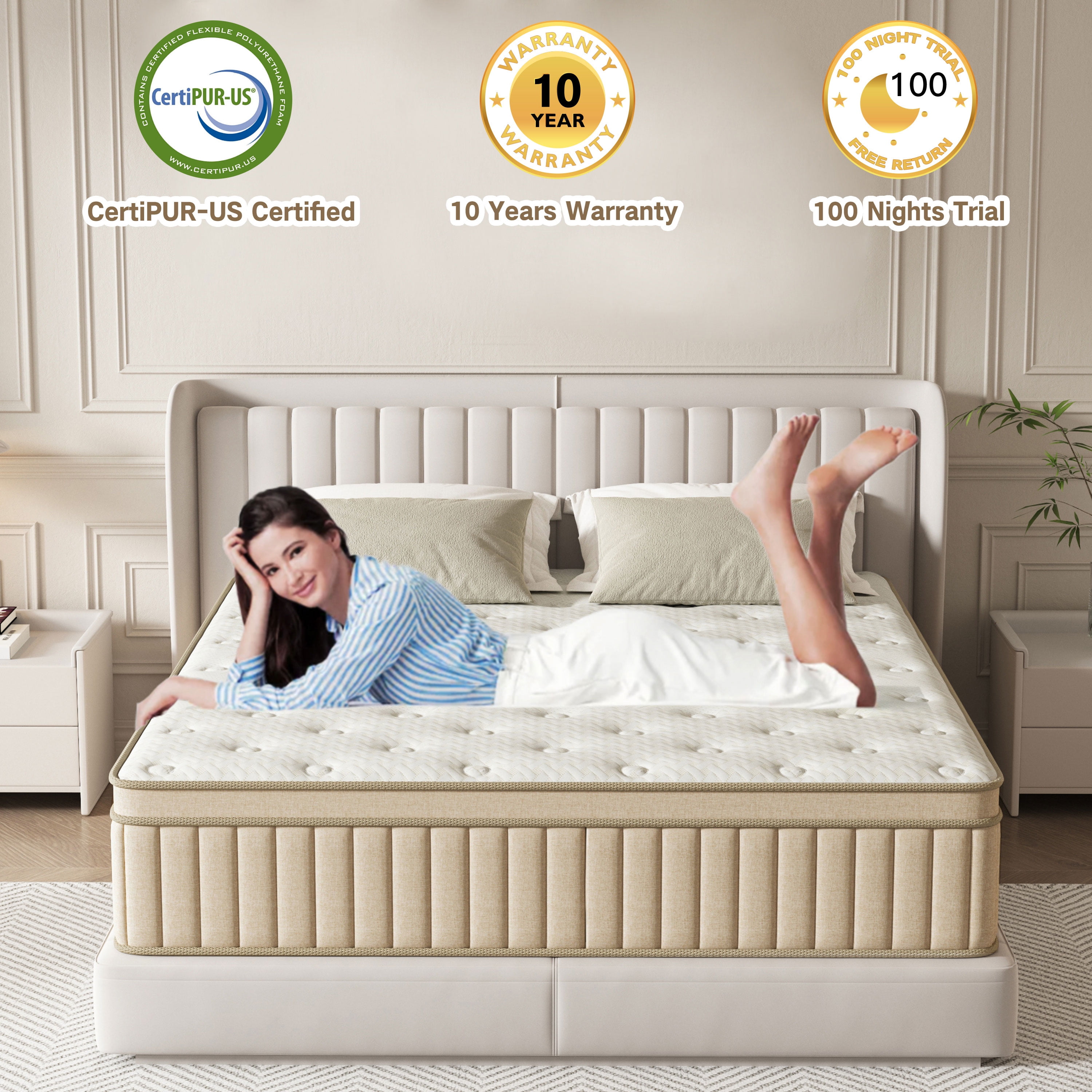 GUUKIN Queen Mattress, 12 Inch Hybrid Gel Memory Foam Mattress with Individually Wrapped Pocket Coils, Medium Firm Support, Pressure Relief, Mattress in a Box
