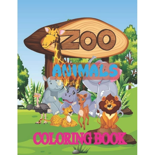 zoo animals coloring book fun and educational wild animals coloring book for girls relaxation with stress relieving 8 5x11 inch stress relieving 50 printable animals coloring pages book for girls walmart com