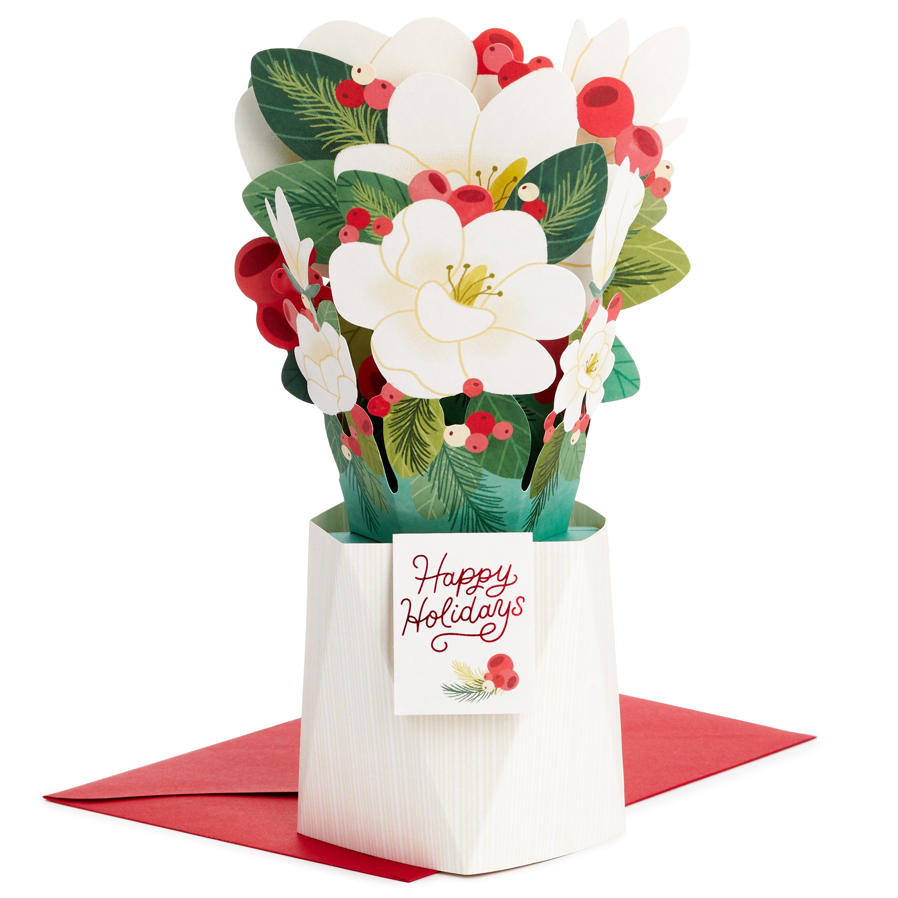 (6 pack) Hallmark Paper Wonder Plant Flower Magnolia Pop-Up Christmas Card