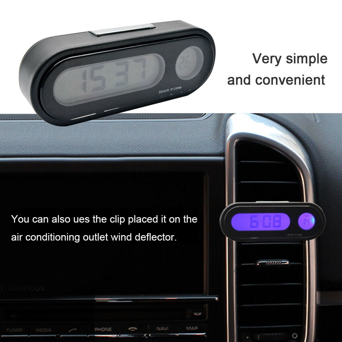 TOTMOX Digital LCD Car Clock Dashboard Electronic Time Clock
