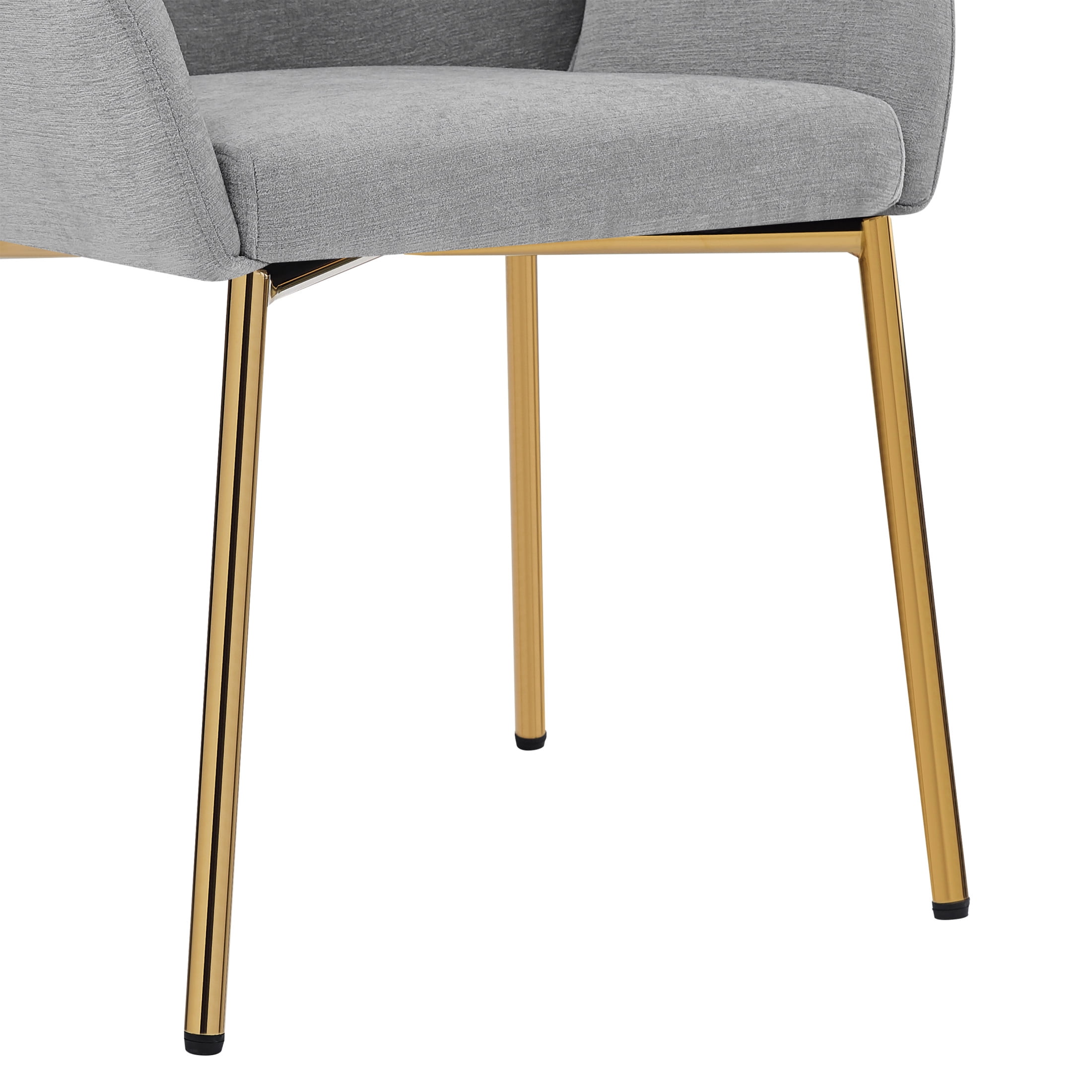 Set of 2 Grey Polyester Round Back Dining Chairs