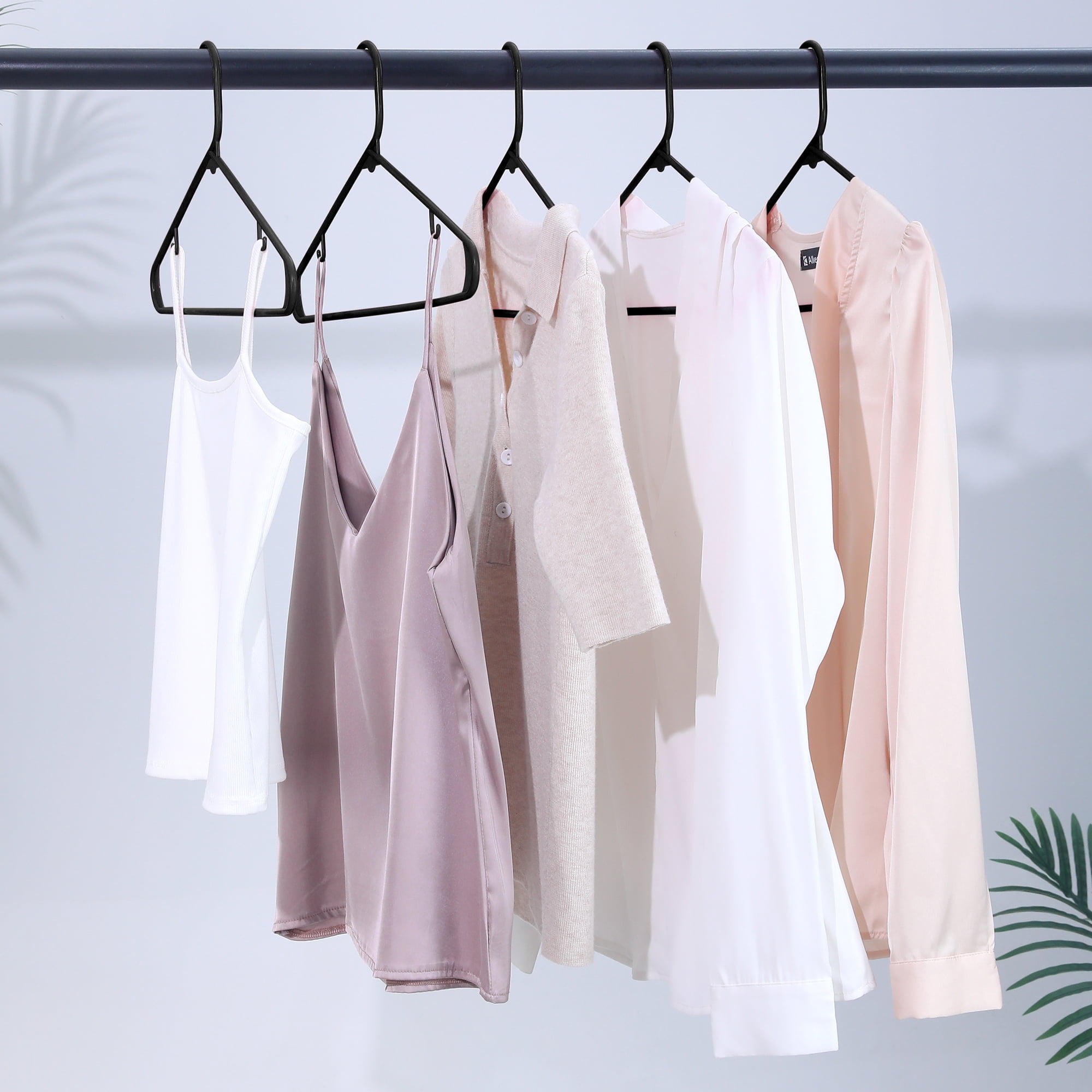 Unique Bargains Plastic Clothes Hangers Space Saving Coat Hangers 50 Packs Black