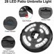 thumbnail image 2 of Luz de sombrilla, 28 luces LED para sombrilla, 3 modos de iluminación recargable, luz de sombrilla y sombrilla grande para camping, patio, playa, jardín y piscina, 2 of 5