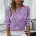 thumbnail image 2 of Aboser Sparkle Sequin Sweaters for Women Hollow Out Crochet Sweater Trendy Argyle Long Sleeve Tunic Tops Cozy Crew Neck Pullover Shirts Shimmer Glitter Blouses for Night Out Evening Party, 2 of 9