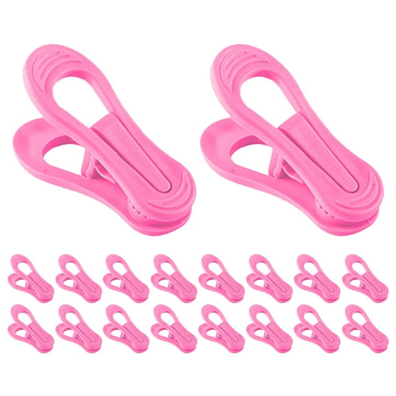WHAMVOX 30 Pcs Pink Plastic Clothes Clips WindProof Hanger Clips for Holding Clothes and Quilts