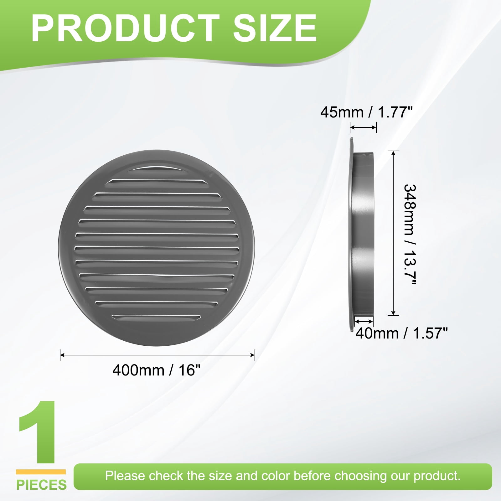 Uxcell 13.7" Round Air Vent, Louver Grille Cover Aluminum Alloy Soffit Vent HVAC Ventilation for Ceiling Wall Roofing Bathroom Kitchen Garage Duct Shed Garage, Dark Gray