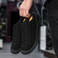 thumbnail image 3 of Men's Orange Suede Contrast Blue Lace-Up Moccasin Sneakers Anti-Collision Toe Flexible Outdoor Walking Shoes, 3 of 8