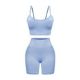 thumbnail image 2 of GAI YI Women's 2-Piece Coordinated Set High-Intensity Workout Set - Seamless Sports Bra & High-Waisted Shorts， Tummy Control & Breathable，Blue，Size M, 2 of 5