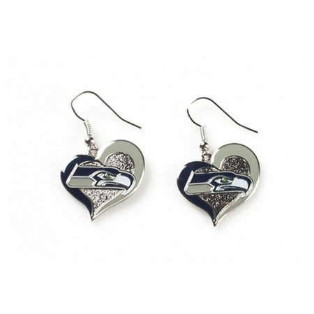 Oakland Raiders Logo Earrings - NFL Swirl Heart Earrings Dangle Charm Team Logo PICK YOUR TEAM w/Gift Box