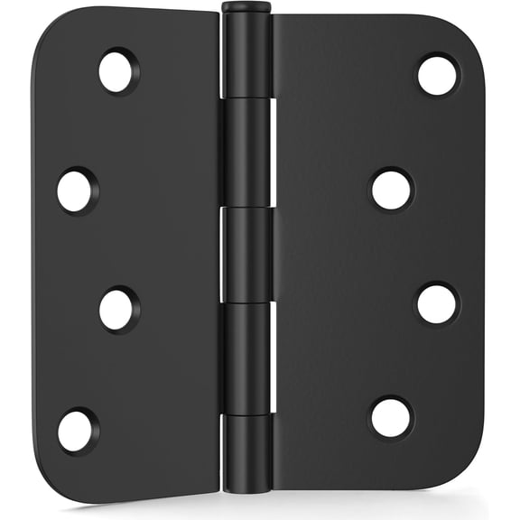 XIMEI 3-Pack Door Hinges 4", Matte Black with 5/8" Radius & Square Corners, Removable Pin, Heavy-Duty Exterior Hinges, Anti-Rust & No Squeaks