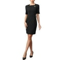 thumbnail image 2 of INSPIRE CHIC Sheath Pencil Dress for Women's Square Neck Short Sleeve Work Business Casual Cocktail Dresses M Black, 2 of 6