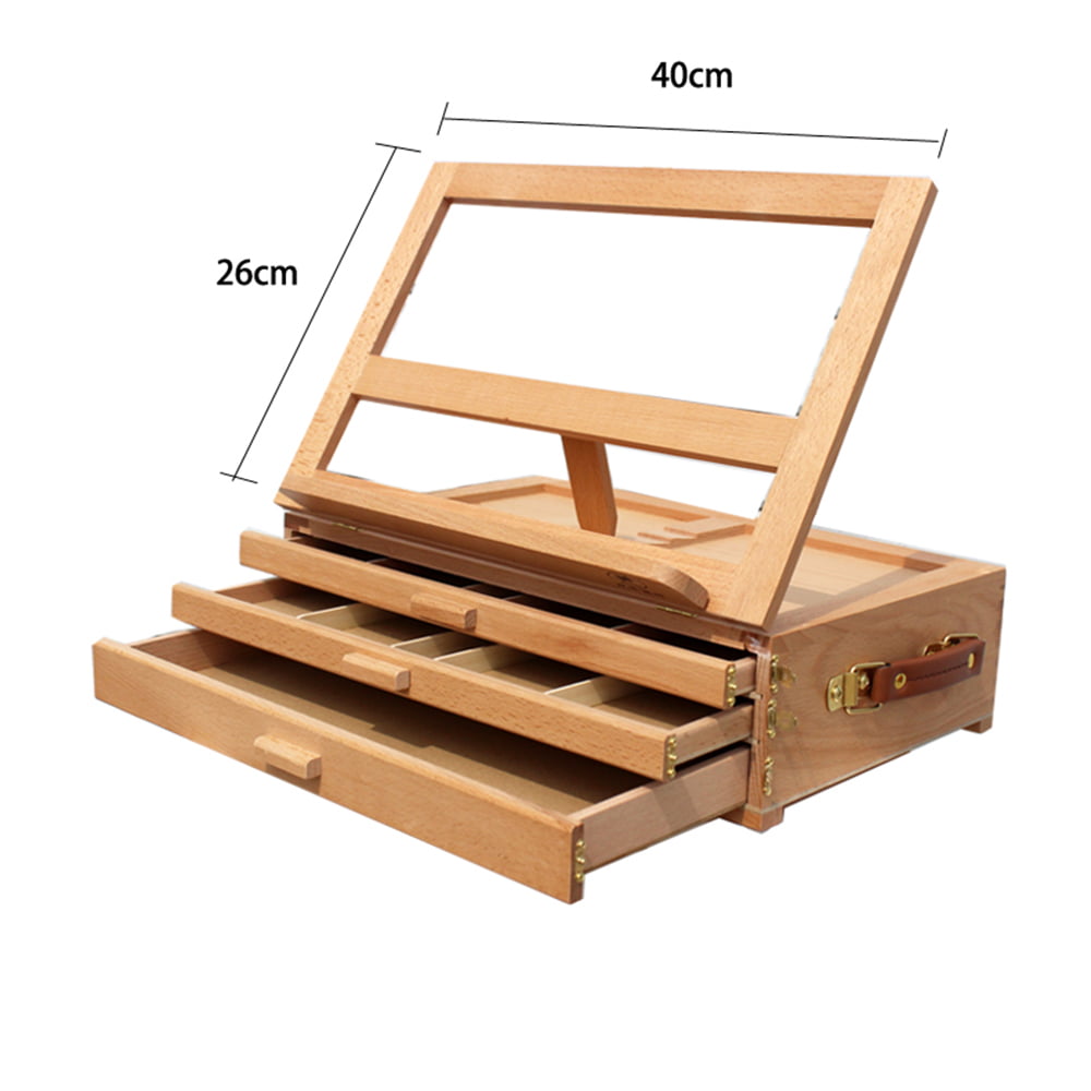 Wooden Pallete and Shoulder Strap HJ01-Q-UK1 Portable Art Easel for Painting QINUKER French Style Wooden Artist Easel & Sketchbox with Drawer