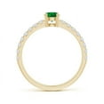 thumbnail image 2 of ANGARA Natural Classic Solitaire Emerald Promise Ring with Pave Diamonds in 14K Yellow Gold for Women (Size-4.5mm) | May Birthstone, Anniversary, Jewelry Gift for Women | Natural Emerald Ring, 2 of 7