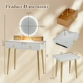 thumbnail image 3 of Costway Vanity Makeup Dressing Table Stool Set 3-Color Lighted Mirror with Drawers White, 3 of 10