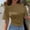 Bronze, variant on Women's Crew Neck Half Sleeve Ruched Shirt Summer 2026 Casual Cinched Waist Crop Top Korean Plain Short Sleeve T-Shirt
