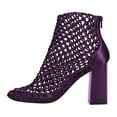 thumbnail image 2 of FSJ Women Closed Toe Woven Ankle Boots Zipper Back Block High Heel Booties Fashion Party Casual Dress Sandals Size 10.5 Purple, 2 of 3