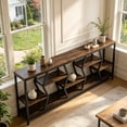 thumbnail image 2 of Fnova 70.9" Industrial Console Table, Extra Long Narrow Entryway Table with 4 Tier Storage Shelves, Sofa Table Behind Couch for Hallway, Living Room, Foyer, 2 of 13