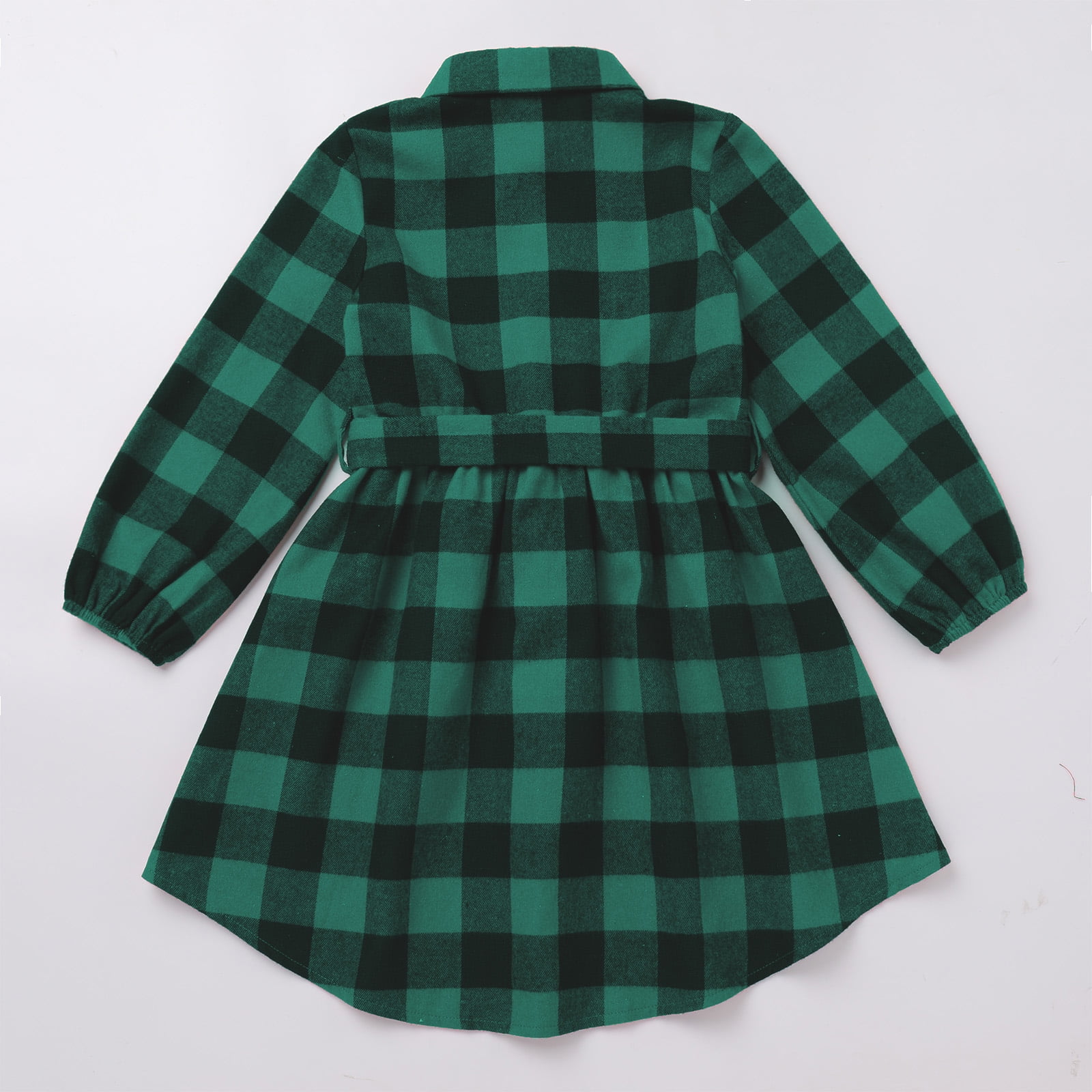 FYMNSI Christmas Matching Family Outfits Mommy and Me Green Plaid Dresses Father Son Button Down Shirts Xmas Photoshoot Set (Girl 8-9T)