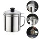 thumbnail image 4 of 1Pc Stainless Steel 1.4L Oil Storage Cup Oil Strainer Cup Oil Container (Silver), 4 of 4