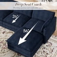 thumbnail image 3 of Muumblus 110" Oversized Modular Sectional Sofa with 2 Movable Ottoman, U Shaped Deep Seat Cloud Couch for Living Room, Navy Blue Chenille, 3 of 10