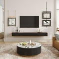thumbnail image 3 of POVISON 94" Fully-Assembled Minimalist Floating TV Stand,Modern Wall-Mounted Entertainment Center with 4 Drawers TV Console for TVs up to 80",Walnut & Black, 3 of 9