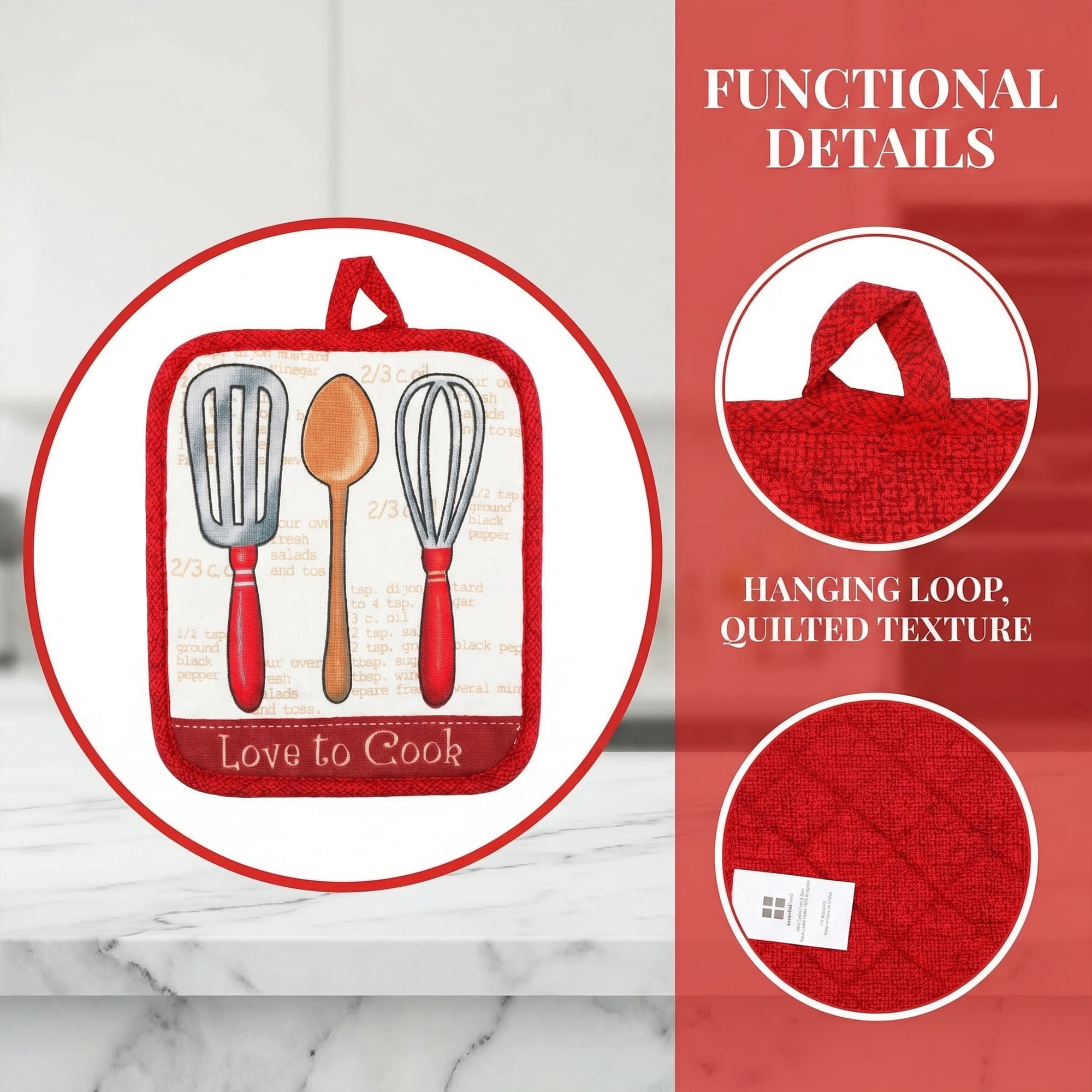 Unique Bargains 2 Pcs Pot Holders, Heat Resistant Trivets for Baking Red 6.5"x7.9"