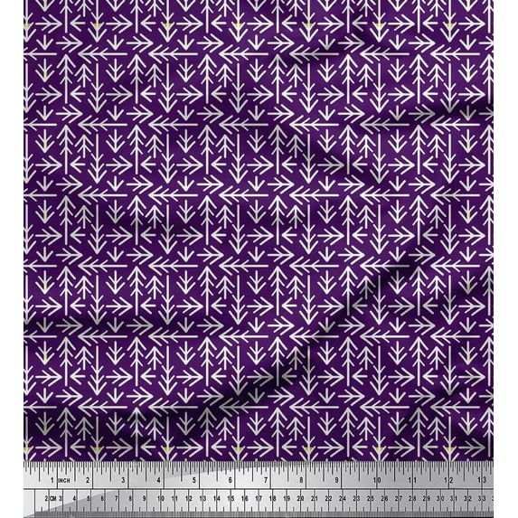 Soimoi Purple Rayon Fabric Arrows Arrow Print Fabric by the Yard 56 Inch Wide