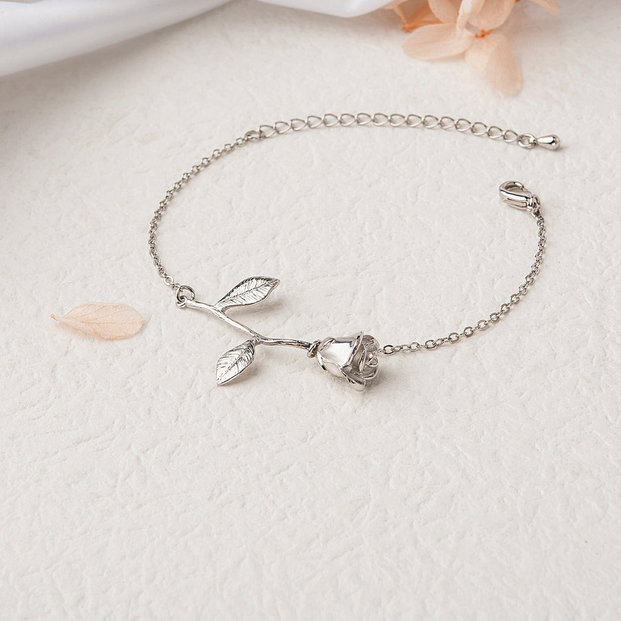 Anavia "I Love You Mom" Mother's Day Rose Bracelet With Gift Card, Gifts for Women Mama Bracelet for Mom Mothers Handmade Jewelry Unique Jewelry [Silver]