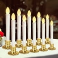 Set of 12 Christmas Window Candles With Gold Holders Battery Operated