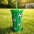 thumbnail image 3 of Vaso de plástico de 710 ml con temática de fútbol, vaso reutilizable de 24 oz, botella para beber, artículos esenciales para fiestas deportivas y de fútbol, regalo para aficionados., 3 of 8