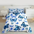 thumbnail image 3 of Manfei Chic Butterfly Queen Comforter Set,Wild Animal Bedding Sets,Blue White Bedding Comforter Set For Girls Kids,Breathable Home Decor Reversible,3 Pieces, 3 of 9