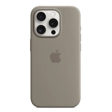 Silicone Back Cover Cell Phone Case For iPhone 15 Pro with MagSafe-Clay