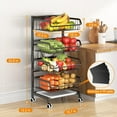 thumbnail image 2 of 4-Tier Kitchen Snack Cart with Wheels – Versatile Rolling Storage Cart for Pantry, Utility Rooms – Adjustable Metal Wire Fruit & Vegetable Basket Rack (Black Without cart Handle, 4-Tier), 2 of 15