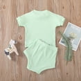 thumbnail image 3 of IROINNID Infant Girl's Solid Ribbed Fashion Tops Shorts Outfits Set, 3 of 9