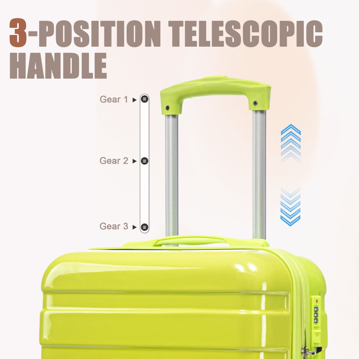 14"/20" 2 pcs/set Carry on Luggage with Spinner Wheels, Hardshell Suitcases with Gradient Color and Combination Lock, Checked Luggage for Travel Men and Women