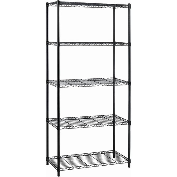 5-Shelf Metal Shelving Adjustable 1250Lbs Capacity, Storage Shelves for Garage Laundry Bathroom Kitchen Pantry Closet, NSF Certified Steel Organizer Wire Rack,Black, 72" H x 14" D x36 W