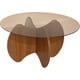 thumbnail image 4 of Juego 2 Mesas de Centro Monza – Cubierta de Vidrio Ahumado y Base Escultórica de Madera – Doble Altura – Diseño Orgánico Moderno para Sala – Fácil de Armar, 4 of 7