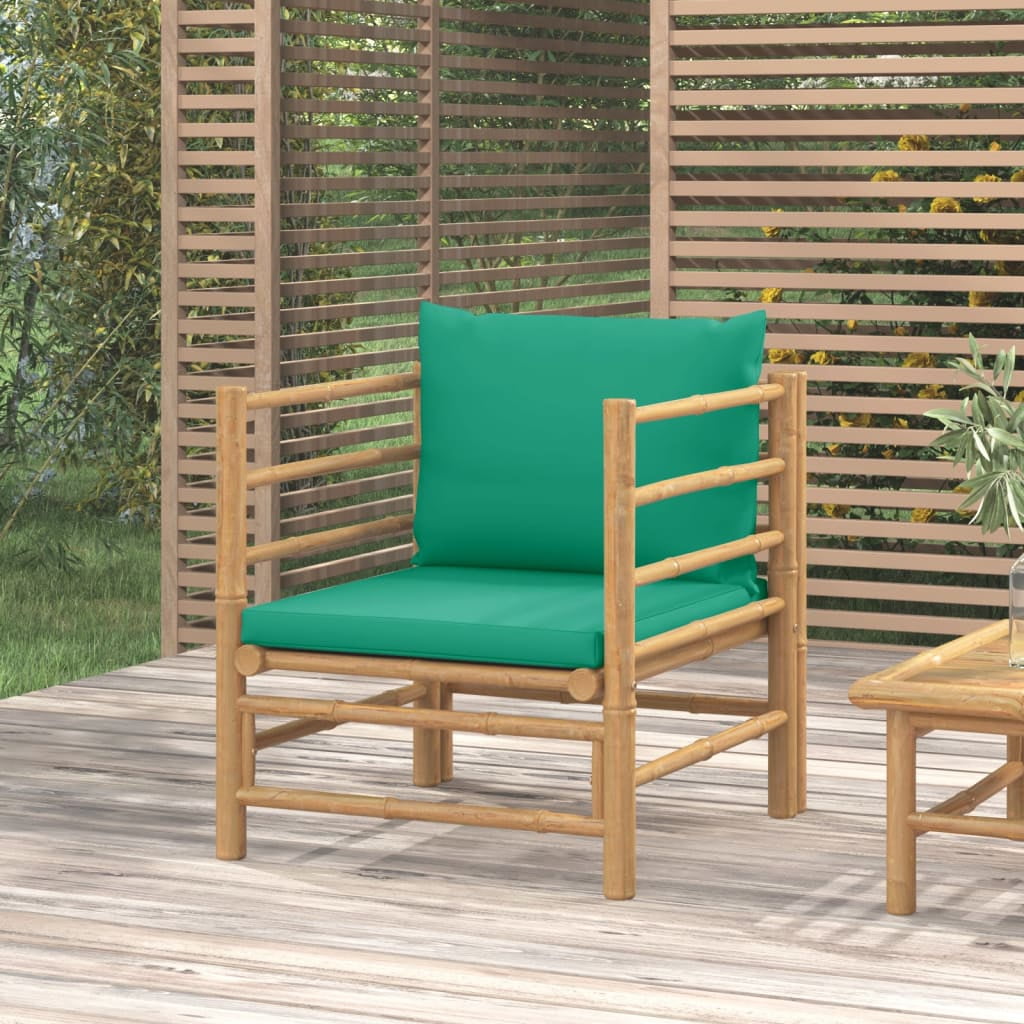 Dcenta Patio Sofa with Green Cushions Bamboo