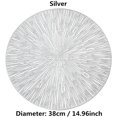 thumbnail image 2 of 1 Pcs Round Placemats Restaurant Hollow PVC Decoration Anti-Hot Meal Mat Dining Table Line Mat Steak Plate Pad Silver, 2 of 5