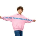 thumbnail image 3 of Girls Long Sleeve Letter Print Hooded Pullover, Soft Casual Sweatshirt with Secret Message I Love You Thiiiiiis Much Graphic, Youth Fashion Daily Wear Outdoor Activity Apparel, 3 of 6
