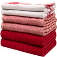 thumbnail image 2 of Premium Kitchen Towels (20”x 28”, 6 Pack) – Large Cotton Kitchen Hand Towels – Vintage Striped Flat & Terry Towel – Highly Absorbent Tea Towels Set with Hanging Loop – Red, 2 of 6