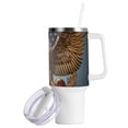 thumbnail image 2 of American Flag Eagle 40 oz Tumbler with Handle Insulated&nbsp;Travel Mug&nbsp;Lid Straw Leak Proof Steel Vacuum Water Bottles Glasses Fits in Car Cup Holder, 2 of 7
