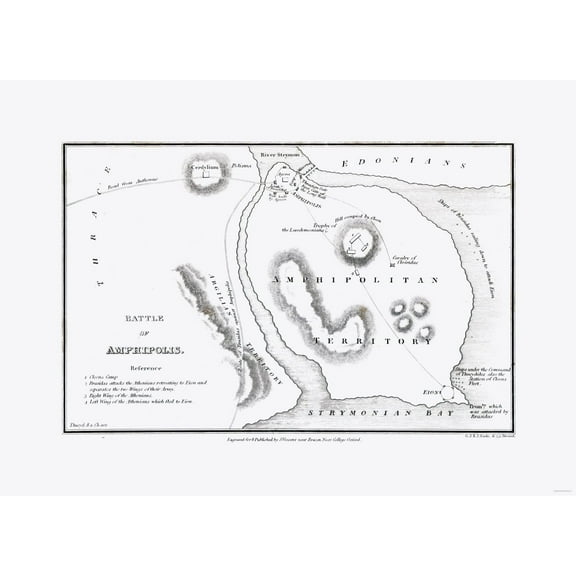 Historic War Map - Amphipolis Greece - Oxford 1828 - 31.89 x 23 - Vintage Wall Art
