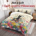 thumbnail image 3 of ZIATUBLES 3-Piece Queen Size Duvet Cover Set, Black Cat Flower Field Printed Soft Breathable Bedding, Zipper Closure, Easy Care All-Season Bedroom Home Dorm Apartment Bed Linens, 3 of 8