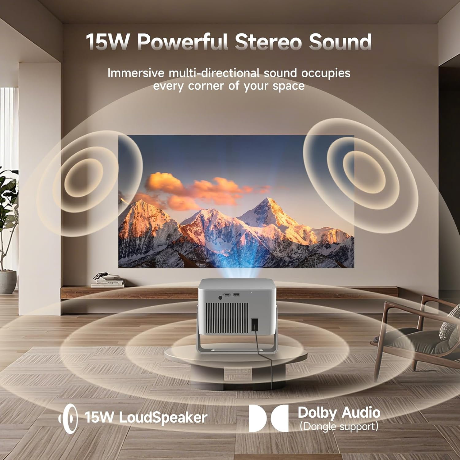 Magcubic Smart Projector 4K Support, Portable Projector with Wifi and BT, TV Stick Built-in, Auto Focus & Obstacle Avoidance, 900 ANSI, Voice Control, Home Theater Movie Proyector Outdoor HY350GT