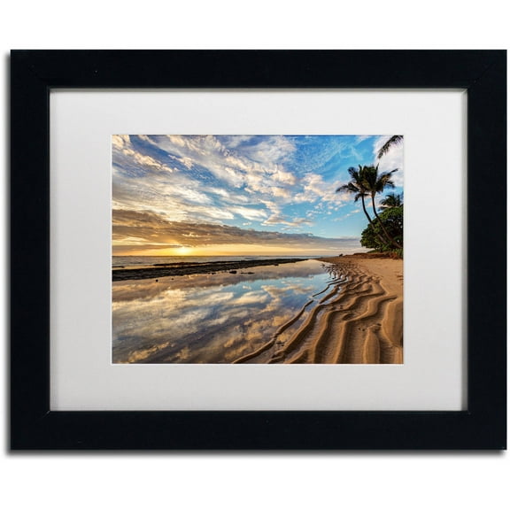Trademark Fine Art 'Kauai Kailani Sunrise' Canvas Art by Pierre Leclerc, White Matte, Black Frame