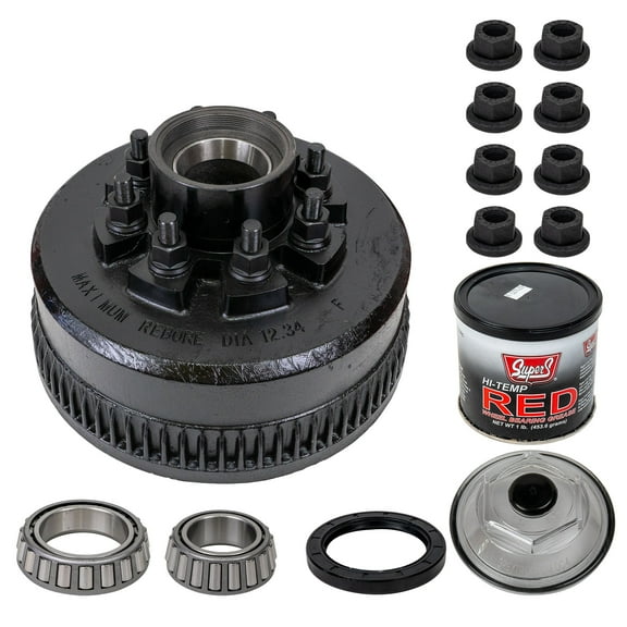 9K TK Trailer Axle Hub and Drum Assembly - 8 Lug - Grease