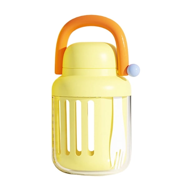 Vaso portátil para ensalada de frutas con tenedor, vaso de yogur de avena estilo Ins para trabajadores de oficina, recipiente de fruta de alto valor para llevar, vaso para refrigerios, diseño liviano
