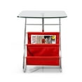 thumbnail image 2 of Bob Side Table, Tempered Clear Glass Top, Faux Leather Magazine Stand, Frame-Color:Red,Finish:Chrome,Size:7/16", 2 of 3